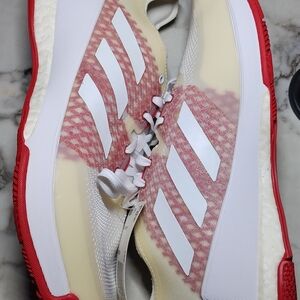 Adidas Women's Red and White Sneakers